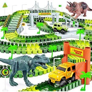 Dinosaur Toys Flexible Track Car Race Set Learning Skills Toddler Kids Gift 3+
